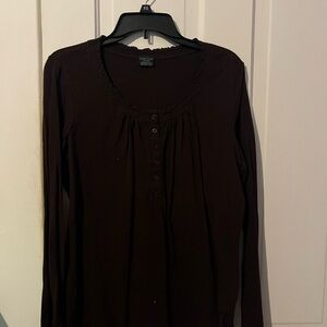 Faded Glory Dark Brown Long Sleeve Blouse
